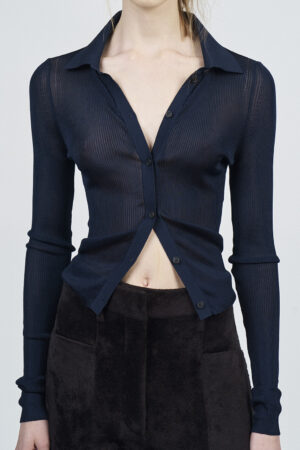 LIQUID BRIGHT VISCOSE CARDIGAN | MARINE