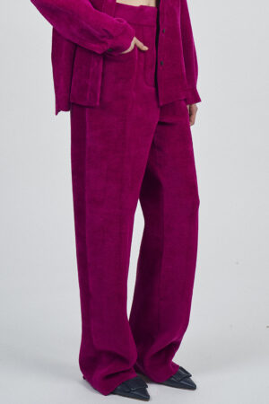 CHENILLE PALAZZO PANTS | FUSCIA