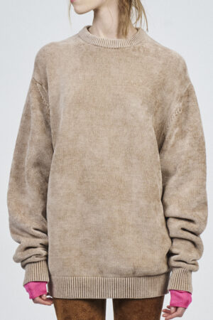 CHENILLE CREW NECK JUMPER TOP | WAX SAND