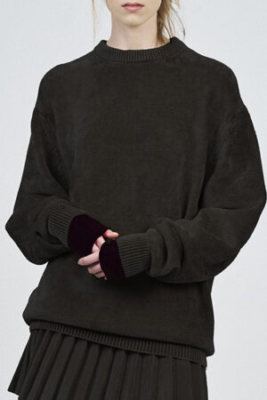 CHENILLE CREW NECK JUMPER TOP | MORO DARK BROWN
