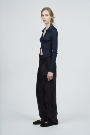 CHENILLE WIDE-LEG PANT | DARK BROWN