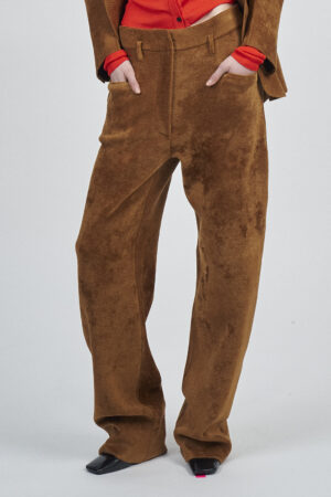 CHENILLE WIDE LEG KNITTED PANTS | CAMOSCIO BROWN - 38-M, CAMOSCIO BROWN
